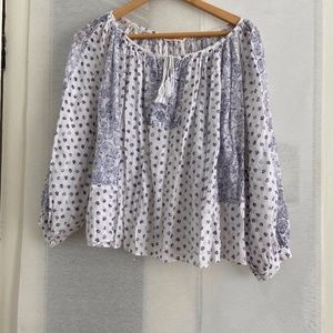 Rebecca Taylor white print peasant blouse 8